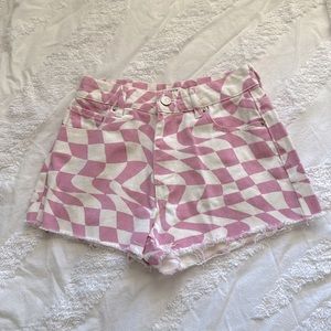 Pacsun Checkered Pink and White Shorts
